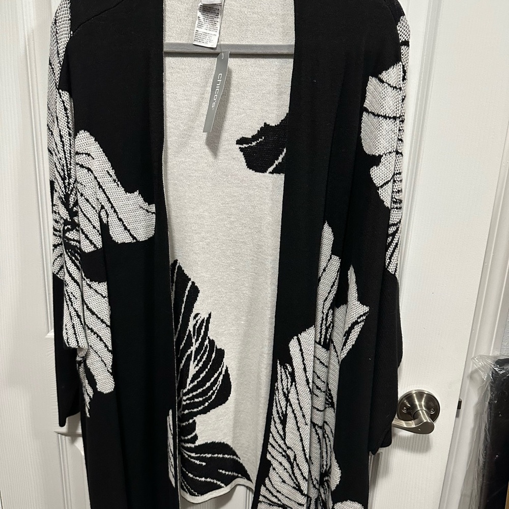 Chico's Monochrome Floral Cardigan